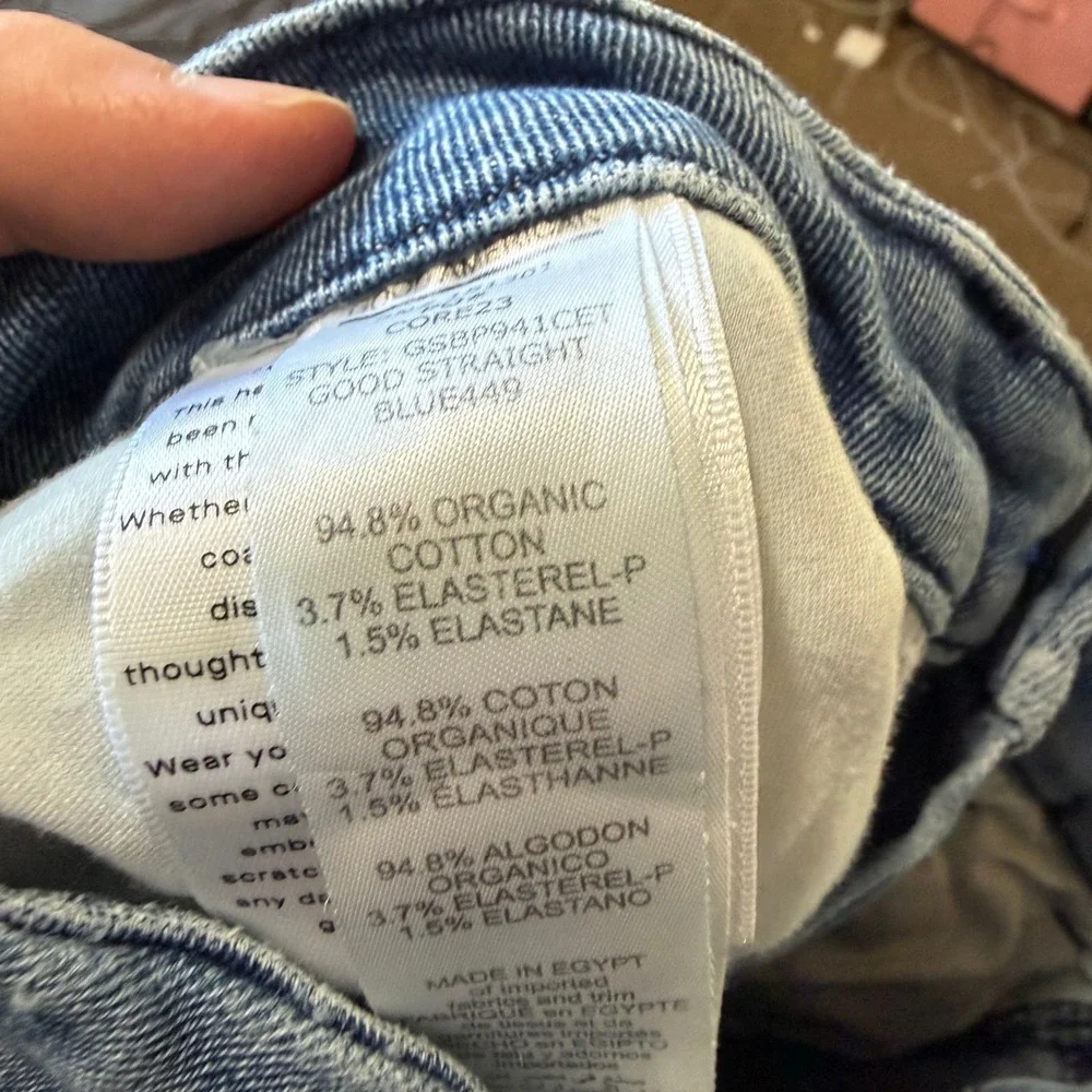 Good American Good Straight Jeans Womens Size 8 29‎  Frayed Hem Organic Cotton